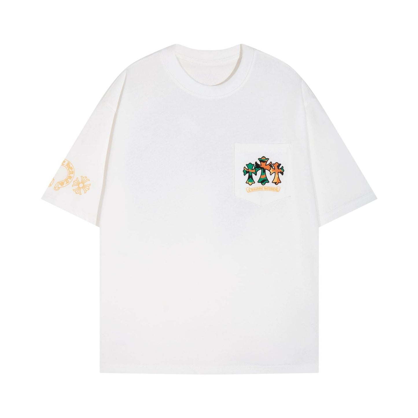 Chrome Heart T Shirts Cross Color Printed Short Sleeve T-Shirt Loose