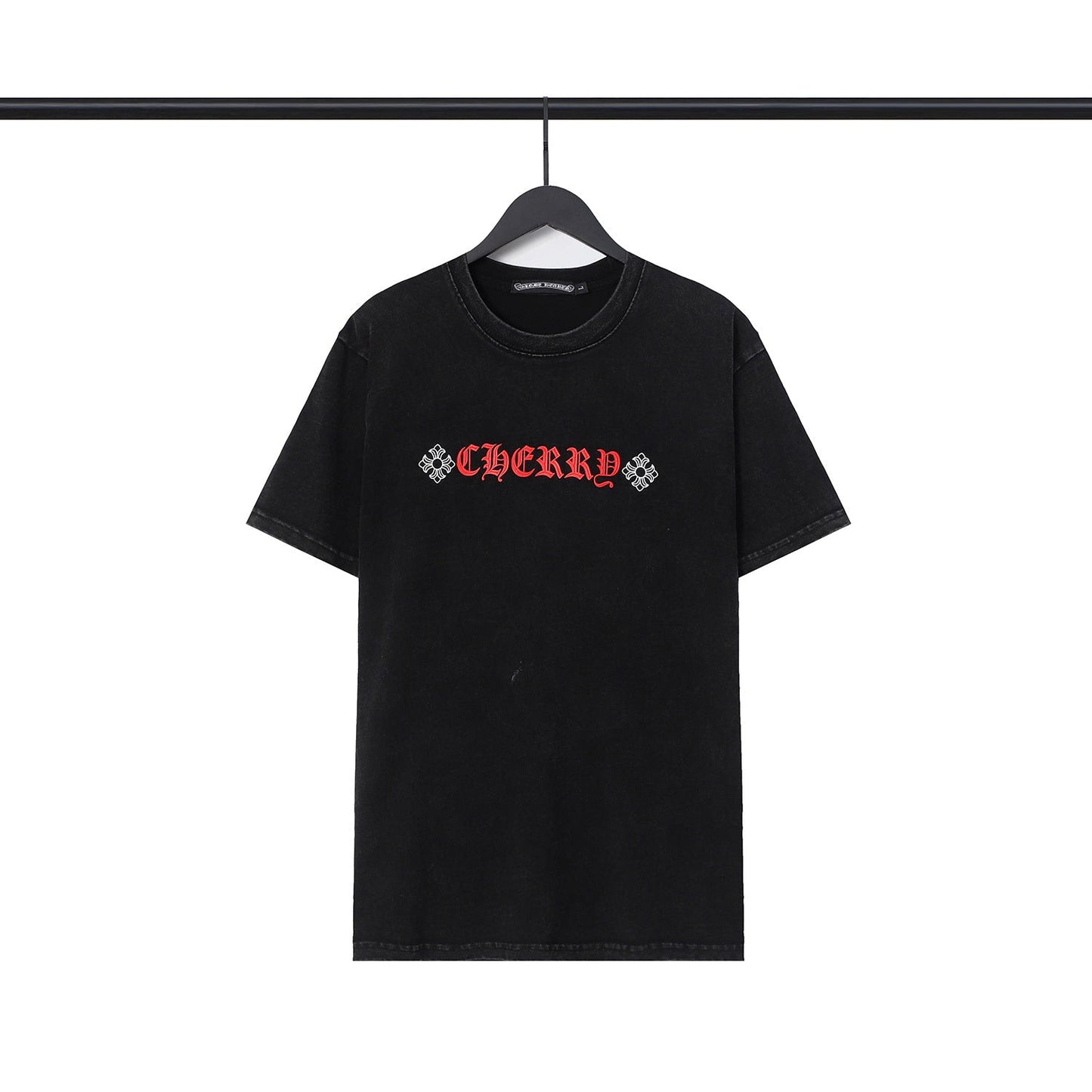 Chrome Heart T Shirts Cross Sanskrit Printed Crew Neck Washed Short Sleeve Fashion T-Shirt